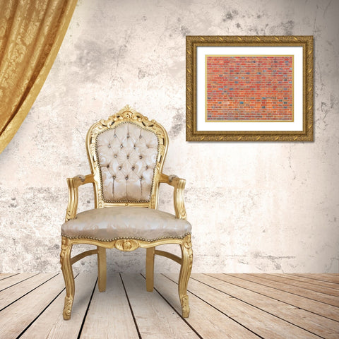 Brick wall Gold Ornate Wood Framed Art Print with Double Matting by Frank, Assaf