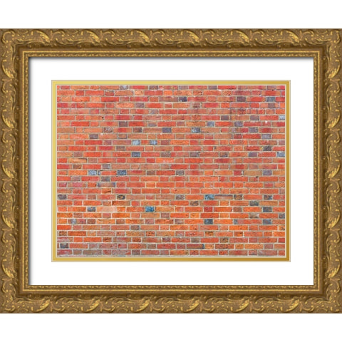 Brick wall Gold Ornate Wood Framed Art Print with Double Matting by Frank, Assaf