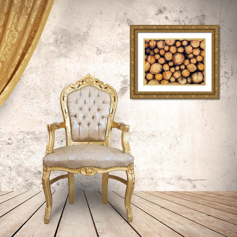 Wood logs Gold Ornate Wood Framed Art Print with Double Matting by Frank, Assaf