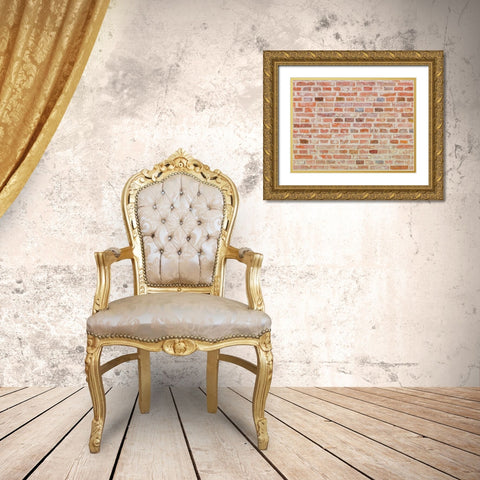 Brick Wall Gold Ornate Wood Framed Art Print with Double Matting by Frank, Assaf