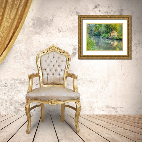 Gazebo by Basingstoke canal Gold Ornate Wood Framed Art Print with Double Matting by Frank, Assaf