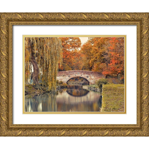 Bridge over a canal Gold Ornate Wood Framed Art Print with Double Matting by Frank, Assaf