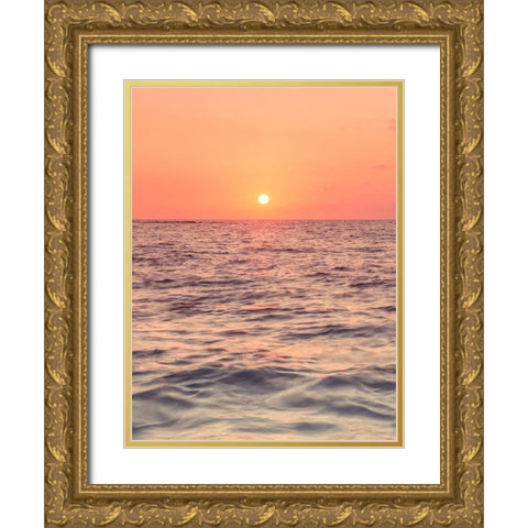 Sunset on the beach Gold Ornate Wood Framed Art Print with Double Matting by Frank, Assaf