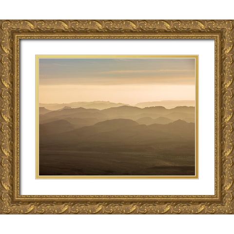 Ramon Crater-Negev-Israel Gold Ornate Wood Framed Art Print with Double Matting by Frank, Assaf