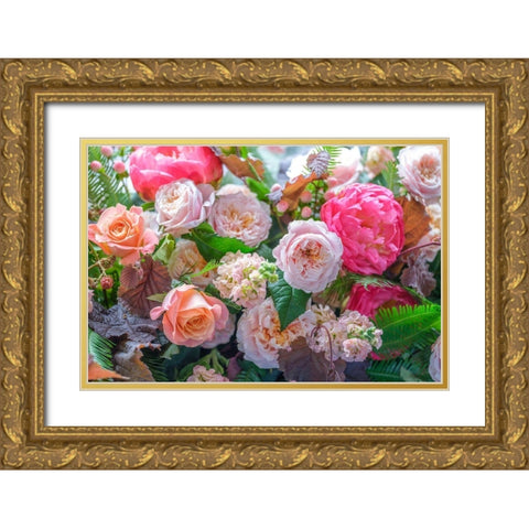Mixed flowers Gold Ornate Wood Framed Art Print with Double Matting by Frank, Assaf