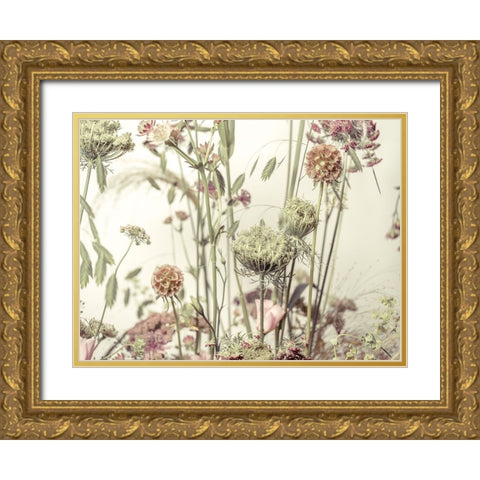 Meadow Flowers Gold Ornate Wood Framed Art Print with Double Matting by Frank, Assaf