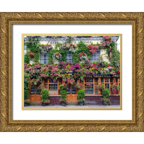 The Churchill Arms pub-London Gold Ornate Wood Framed Art Print with Double Matting by Frank, Assaf