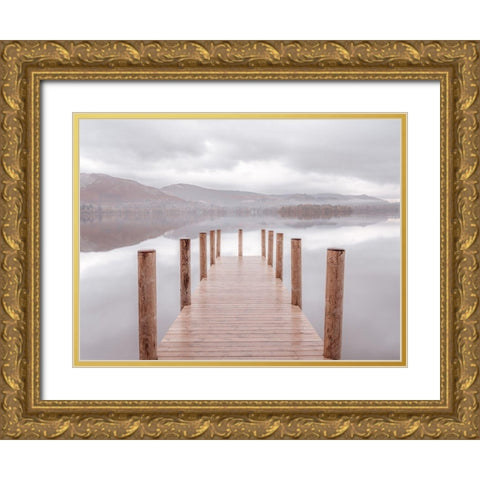 Derwentwater pier Gold Ornate Wood Framed Art Print with Double Matting by Frank, Assaf