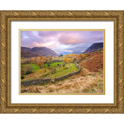 Castle Crag-Lake District Gold Ornate Wood Framed Art Print with Double Matting by Frank, Assaf