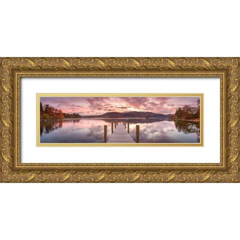 Derwentwater pier Gold Ornate Wood Framed Art Print with Double Matting by Frank, Assaf