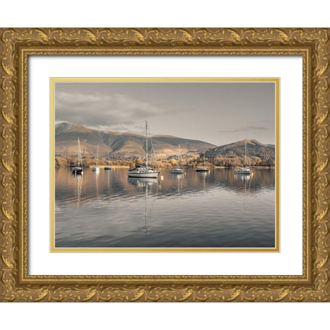 Sailing boats at Derwentwater Gold Ornate Wood Framed Art Print with Double Matting by Frank, Assaf