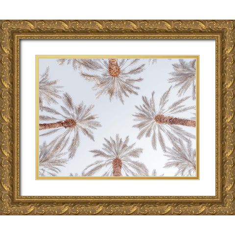 Palm Trees Gold Ornate Wood Framed Art Print with Double Matting by Frank, Assaf