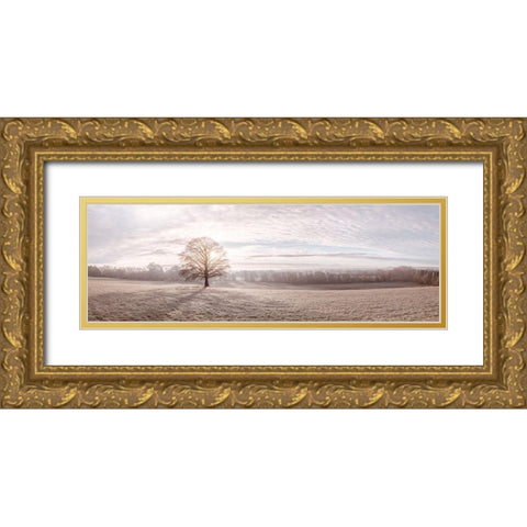 Trees in meadow Gold Ornate Wood Framed Art Print with Double Matting by Frank, Assaf