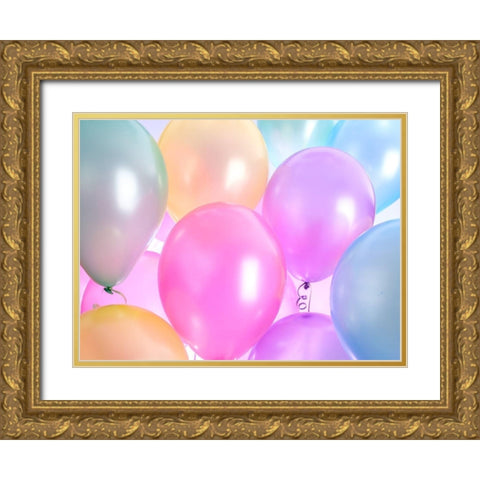 Multi coloured ballons Gold Ornate Wood Framed Art Print with Double Matting by Frank, Assaf