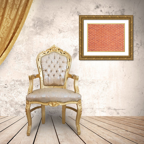Brick Wall Gold Ornate Wood Framed Art Print with Double Matting by Frank, Assaf