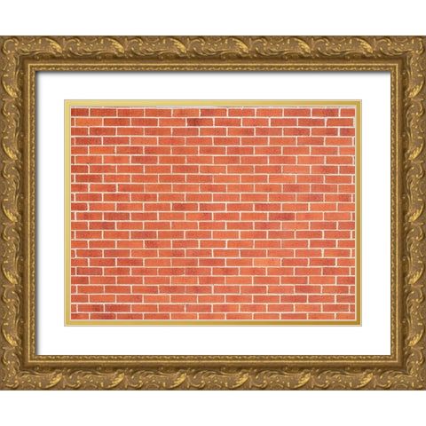Brick Wall Gold Ornate Wood Framed Art Print with Double Matting by Frank, Assaf