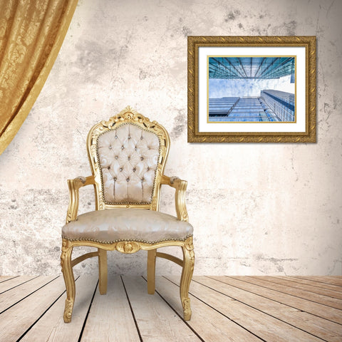 Low angle view of skyscrapers Gold Ornate Wood Framed Art Print with Double Matting by Frank, Assaf