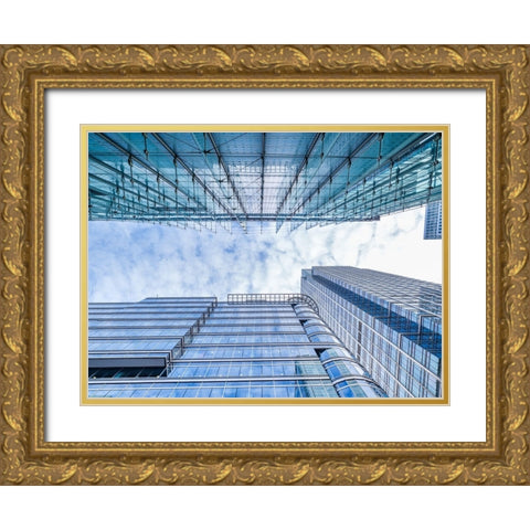 Low angle view of skyscrapers Gold Ornate Wood Framed Art Print with Double Matting by Frank, Assaf