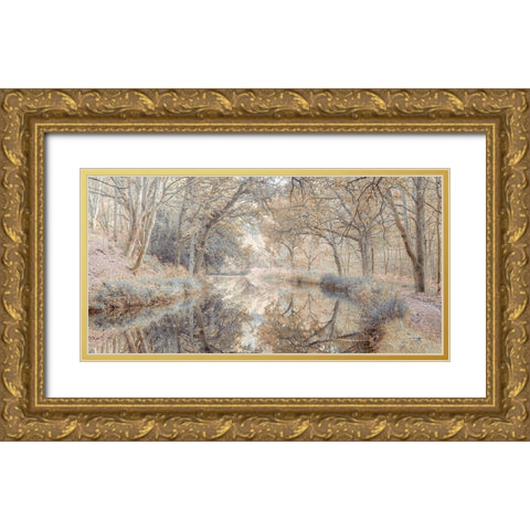 Canal through forest Gold Ornate Wood Framed Art Print with Double Matting by Frank, Assaf