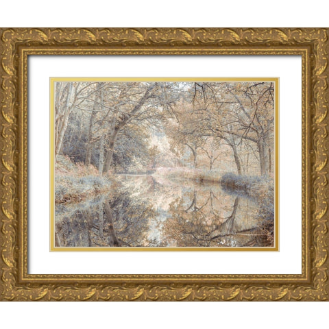 Canal through forest Gold Ornate Wood Framed Art Print with Double Matting by Frank, Assaf