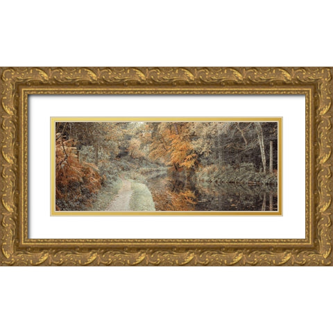 Pathway by canal in Forest Gold Ornate Wood Framed Art Print with Double Matting by Frank, Assaf