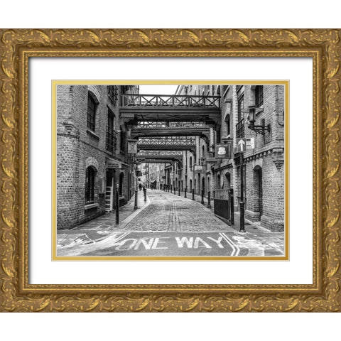 Narrow road in London Gold Ornate Wood Framed Art Print with Double Matting by Frank, Assaf