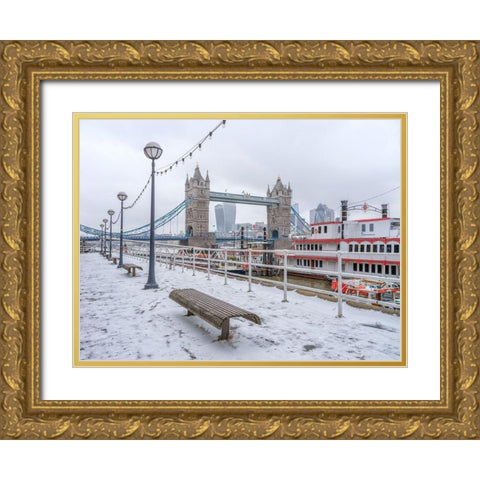 London in winter Gold Ornate Wood Framed Art Print with Double Matting by Frank, Assaf
