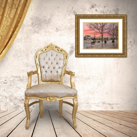 Sunset, Southbank, London Gold Ornate Wood Framed Art Print with Double Matting by Frank, Assaf