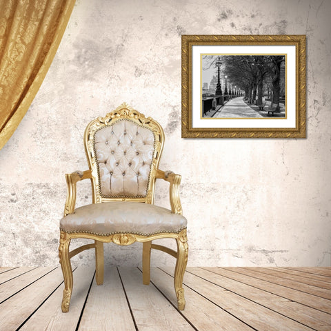 Thames promenade-London Gold Ornate Wood Framed Art Print with Double Matting by Frank, Assaf
