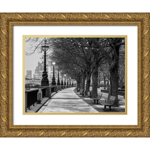Thames promenade-London Gold Ornate Wood Framed Art Print with Double Matting by Frank, Assaf