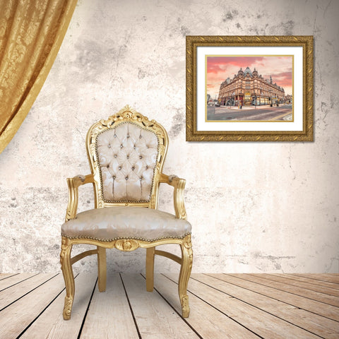 Leeds Kirkgate Market Gold Ornate Wood Framed Art Print with Double Matting by Frank, Assaf
