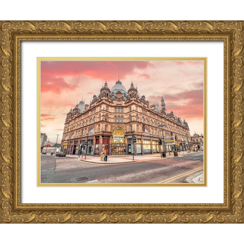 Leeds Kirkgate Market Gold Ornate Wood Framed Art Print with Double Matting by Frank, Assaf