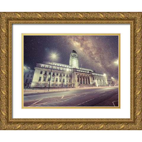 Leeds starry night Gold Ornate Wood Framed Art Print with Double Matting by Frank, Assaf