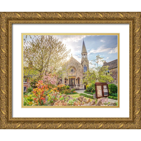 Church in Malmesbury Gold Ornate Wood Framed Art Print with Double Matting by Frank, Assaf
