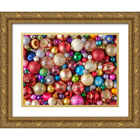 Christmas Baubles Gold Ornate Wood Framed Art Print with Double Matting by Frank, Assaf