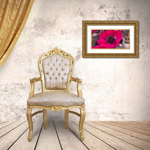 AF20111223 Anemone 008C15-2 Raspberry Gold Ornate Wood Framed Art Print with Double Matting by Frank, Assaf
