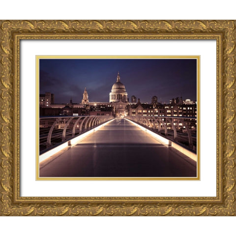 AF20110704 London 153C07 Gold Ornate Wood Framed Art Print with Double Matting by Frank, Assaf