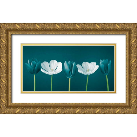 AF20120424 Tulips 350C09 Gold Ornate Wood Framed Art Print with Double Matting by Frank, Assaf