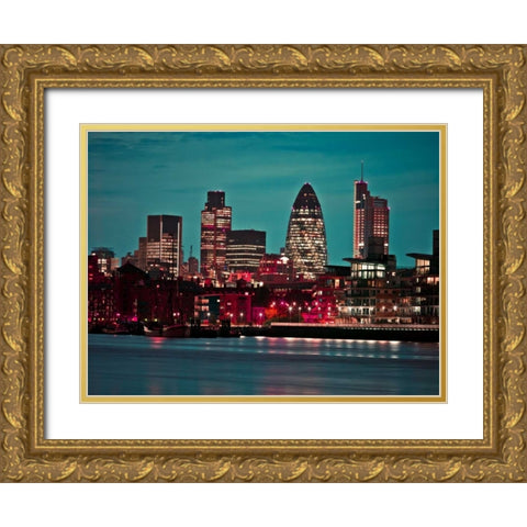 AF20110711 London 042C01 Gold Ornate Wood Framed Art Print with Double Matting by Frank, Assaf