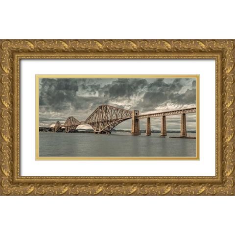 AF20121003 Forth Bridge 073XC07 Gold Ornate Wood Framed Art Print with Double Matting by Frank, Assaf