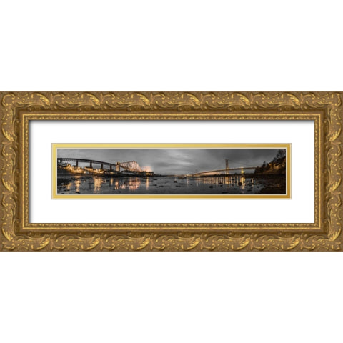 AF20150307 Forth Bridge 1562PC12 Gold Ornate Wood Framed Art Print with Double Matting by Frank, Assaf