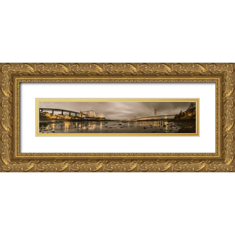 AF20150307 Forth Bridge 1562PC13 Gold Ornate Wood Framed Art Print with Double Matting by Frank, Assaf