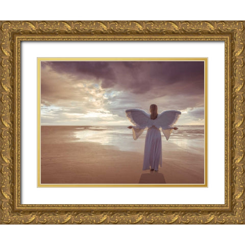 AF20121001 Sea 058P Gold Ornate Wood Framed Art Print with Double Matting by Frank, Assaf