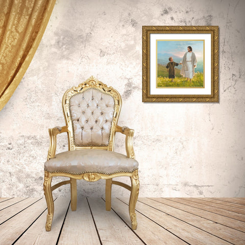 Walk Beside Me Gold Ornate Wood Framed Art Print with Double Matting by Missman, Mark