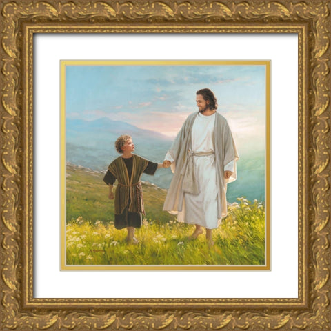 Walk Beside Me Gold Ornate Wood Framed Art Print with Double Matting by Missman, Mark