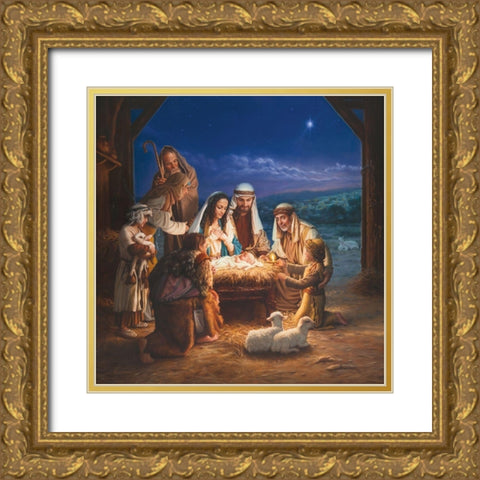 Let Us Adore Him Gold Ornate Wood Framed Art Print with Double Matting by Missman, Mark