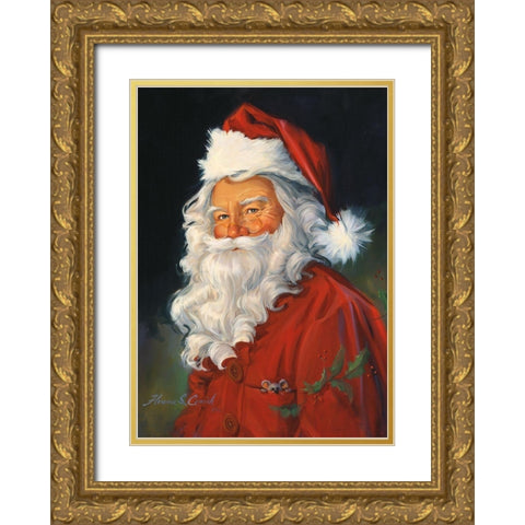 Santa Claus Gold Ornate Wood Framed Art Print with Double Matting by Comish, Susan