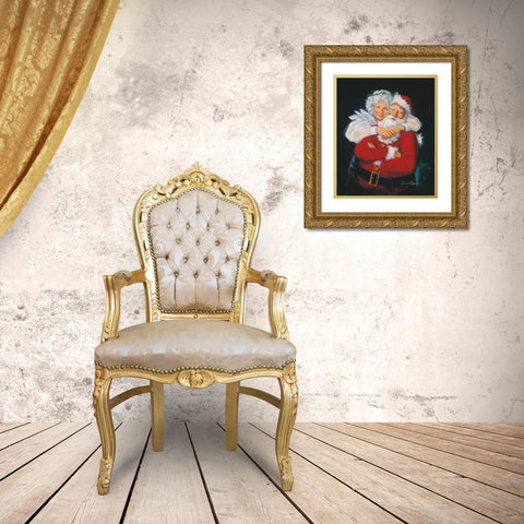 Mr and Mrs Claus Gold Ornate Wood Framed Art Print with Double Matting by Comish, Susan