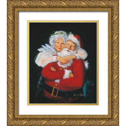 Mr and Mrs Claus Gold Ornate Wood Framed Art Print with Double Matting by Comish, Susan
