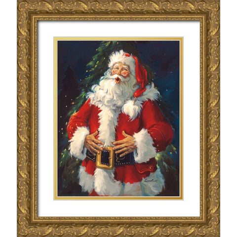 Ho Ho Ho Gold Ornate Wood Framed Art Print with Double Matting by Comish, Susan
